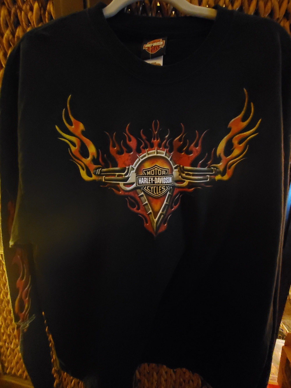 Harley-Davidson Black Shirt with Orange and Red Flame Logo